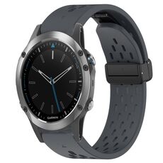 Per cinturino in silicone con foro per fibbia pieghevole Garmin Quatix 5 da 22 mm (grigio scuro)