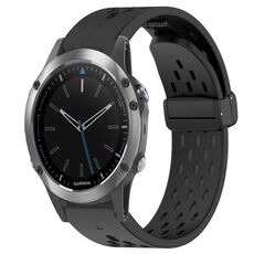 Per cinturino in silicone con foro per fibbia pieghevole Garmin Quatix 5 da 22 mm (nero)