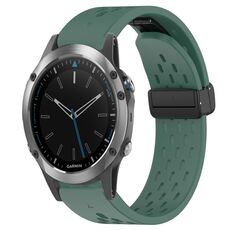 Per cinturino in silicone con foro per fibbia pieghevole Garmin Quatix 5 da 22 mm (verde scuro)