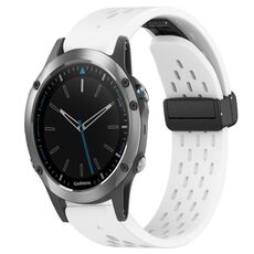 Per cinturino in silicone con foro per fibbia pieghevole Garmin Quatix 5 Sapphire da 22 mm (bianco)