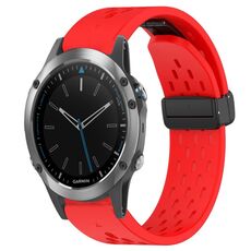 Per cinturino in silicone con foro per fibbia pieghevole Garmin Quatix 5 Sapphire da 22 mm (rosso)