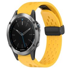 Per cinturino in silicone con foro per fibbia pieghevole Garmin Quatix 5 Sapphire da 22 mm (giallo)