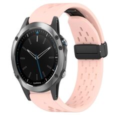 Per cinturino in silicone con foro per fibbia pieghevole Garmin Quatix 5 Sapphire da 22 mm (rosa)