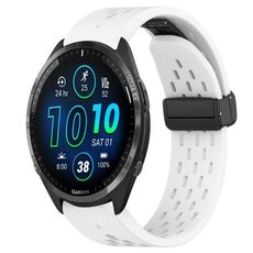 Per cinturino in silicone con foro per fibbia pieghevole Garmin Forerunner 965 da 22 mm (bianco)