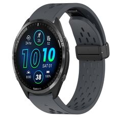 Per cinturino in silicone con foro per fibbia pieghevole Garmin Forerunner 965 da 22 mm (grigio scuro)
