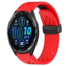 Per Garmin Forerunner 965 cinturino in silicone con foro per fibbia pieghevole da 22 mm (rosso)