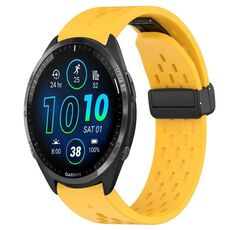 Per cinturino in silicone con foro per fibbia pieghevole Garmin Forerunner 965 da 22 mm (giallo)