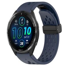Per cinturino in silicone con foro per fibbia pieghevole Garmin Forerunner 965 da 22 mm (blu notte)