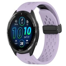 Per cinturino in silicone con foro per fibbia pieghevole Garmin Forerunner 965 da 22 mm (viola)
