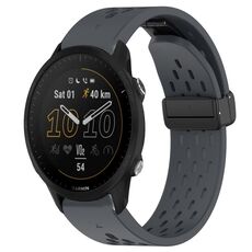 Per cinturino in silicone Garmin Forerunner 955 con foro per fibbia pieghevole da 22 mm (grigio scuro)