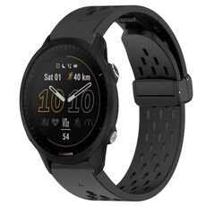 Per cinturino in silicone con foro per fibbia pieghevole Garmin Forerunner 955 da 22 mm (nero)