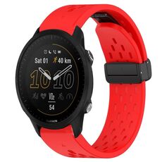 Per Garmin Forerunner 955 cinturino in silicone con foro per fibbia pieghevole da 22 mm (rosso)