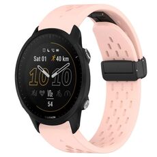 Per Garmin Forerunner 955 cinturino in silicone con foro per fibbia pieghevole da 22 mm (rosa)