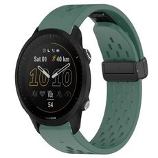 Per cinturino in silicone con foro per fibbia pieghevole Garmin Forerunner 955 da 22 mm (verde scuro)