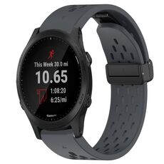 Per cinturino in silicone con foro per fibbia pieghevole Garmin Forerunner 945 da 22 mm (grigio scuro)