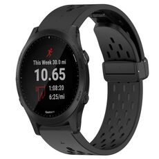 Per cinturino in silicone con foro per fibbia pieghevole Garmin Forerunner 945 da 22 mm (nero)