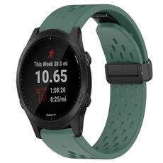 Per cinturino in silicone con foro per fibbia pieghevole Garmin Forerunner 945 da 22 mm (verde scuro)