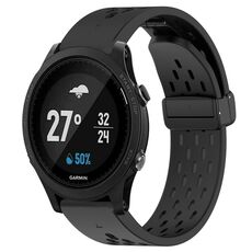 Per Garmin Forerunner 935 cinturino in silicone con foro per fibbia pieghevole da 22 mm (nero)