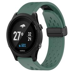Per cinturino in silicone con foro per fibbia pieghevole Garmin Forerunner 935 da 22 mm (verde scuro)