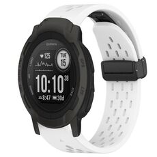 Per cinturino in silicone con foro per fibbia pieghevole Garmin Instinct 2 da 22 mm (bianco)