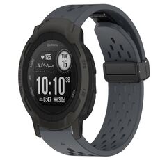 Per cinturino in silicone con foro per fibbia pieghevole Garmin Instinct 2 da 22 mm (grigio scuro)