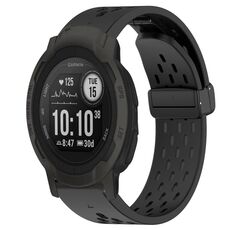 Per cinturino in silicone con foro per fibbia pieghevole Garmin Instinct 2 da 22 mm (nero)