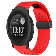 Per cinturino in silicone con foro per fibbia pieghevole Garmin Instinct 2 da 22 mm (rosso)
