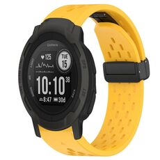 Per cinturino in silicone con foro per fibbia pieghevole Garmin Instinct 2 da 22 mm (giallo)