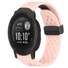 Per cinturino in silicone Garmin Instinct 2 da 22 mm con foro per fibbia pieghevole (rosa)