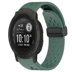 Per cinturino in silicone Garmin Instinct 2 da 22 mm con foro per fibbia pieghevole (verde scuro)
