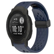 Per cinturino in silicone con foro per fibbia pieghevole Garmin Instinct 2 da 22 mm (blu notte)