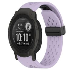 Per cinturino in silicone con foro per fibbia pieghevole Garmin Instinct 2 da 22 mm (viola)