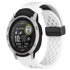 Per cinturino in silicone Garmin Instinct da 22 mm con foro per fibbia pieghevole (bianco)