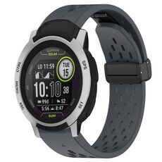 Per cinturino in silicone Garmin Instinct da 22 mm con foro per fibbia pieghevole (grigio scuro)