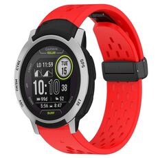 Per cinturino in silicone Garmin Instinct da 22 mm con foro per fibbia pieghevole (rosso)