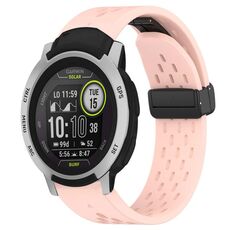 Per cinturino in silicone Garmin Instinct da 22 mm con foro per fibbia pieghevole (rosa)