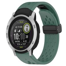 Per cinturino in silicone Garmin Instinct da 22 mm con foro per fibbia pieghevole (verde scuro)