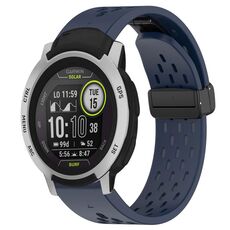 Per cinturino in silicone Garmin Instinct da 22 mm con foro per fibbia pieghevole (blu notte)