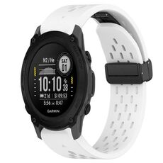 Per cinturino in silicone con foro per fibbia pieghevole Garmin Descent G1 da 22 mm (bianco)
