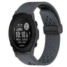 Per cinturino in silicone con foro per fibbia pieghevole Garmin Descent G1 da 22 mm (grigio scuro)