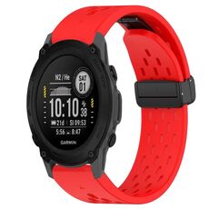 Per cinturino in silicone Garmin Descent G1 da 22 mm con foro per fibbia pieghevole (rosso)