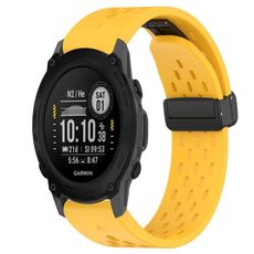 Per cinturino in silicone con foro per fibbia pieghevole Garmin Descent G1 da 22 mm (giallo)