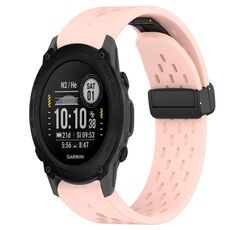 Per cinturino in silicone Garmin Descent G1 da 22 mm con foro per fibbia pieghevole (rosa)