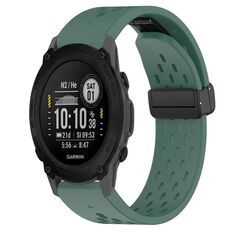 Per cinturino in silicone con foro per fibbia pieghevole Garmin Descent G1 da 22 mm (verde scuro)