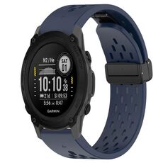 Per cinturino in silicone con foro per fibbia pieghevole Garmin Descent G1 da 22 mm (blu notte)