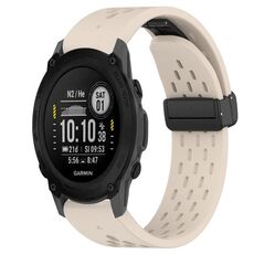 Per cinturino in silicone con foro per fibbia pieghevole Garmin Descent G1 da 22 mm (colore Starlight)
