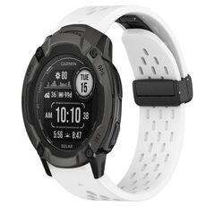 Per cinturino in silicone Garmin Instinct 2X Solar da 26 mm con foro per fibbia pieghevole (bianco)