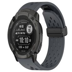 Per cinturino in silicone Garmin Instinct 2X Solar da 26 mm con foro per fibbia pieghevole (grigio scuro)