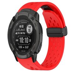 Per cinturino in silicone Garmin Instinct 2X Solar da 26 mm con foro per fibbia pieghevole (rosso)