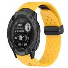 Per cinturino in silicone Garmin Instinct 2X Solar da 26 mm con foro per fibbia pieghevole (giallo)